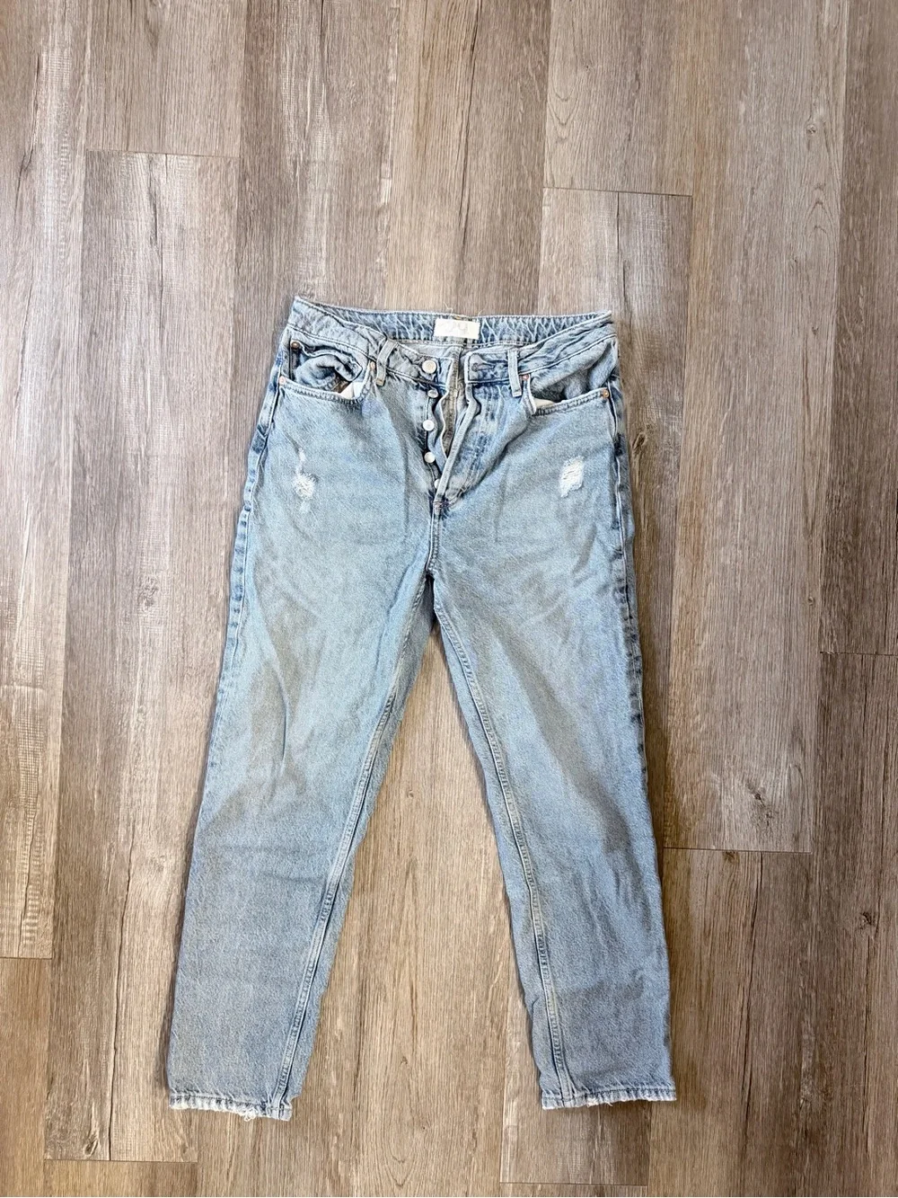FREE PEOPLE Light Blue Women’s High-Rise Button-Fly Jeans